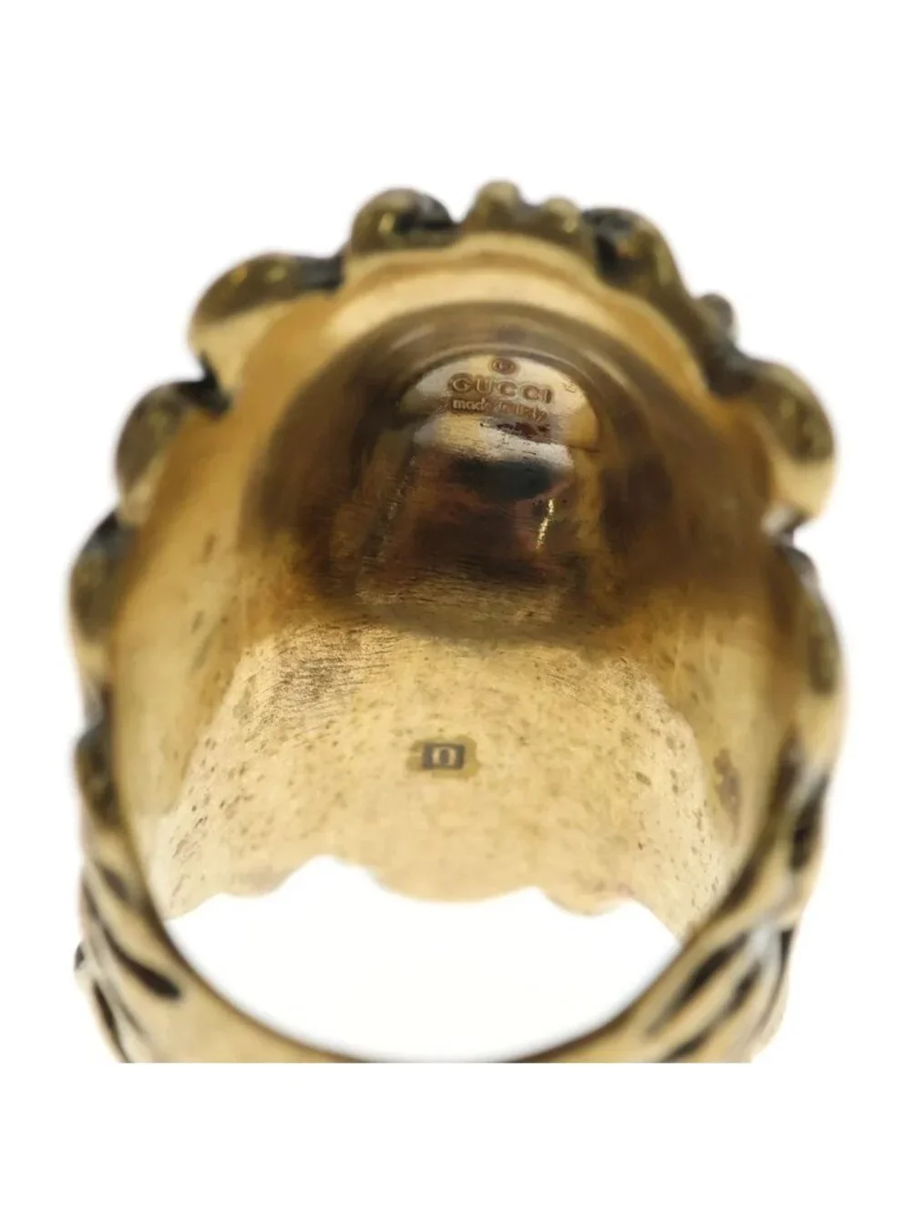 Gucci Lion Head Ring Blue Stone Gold